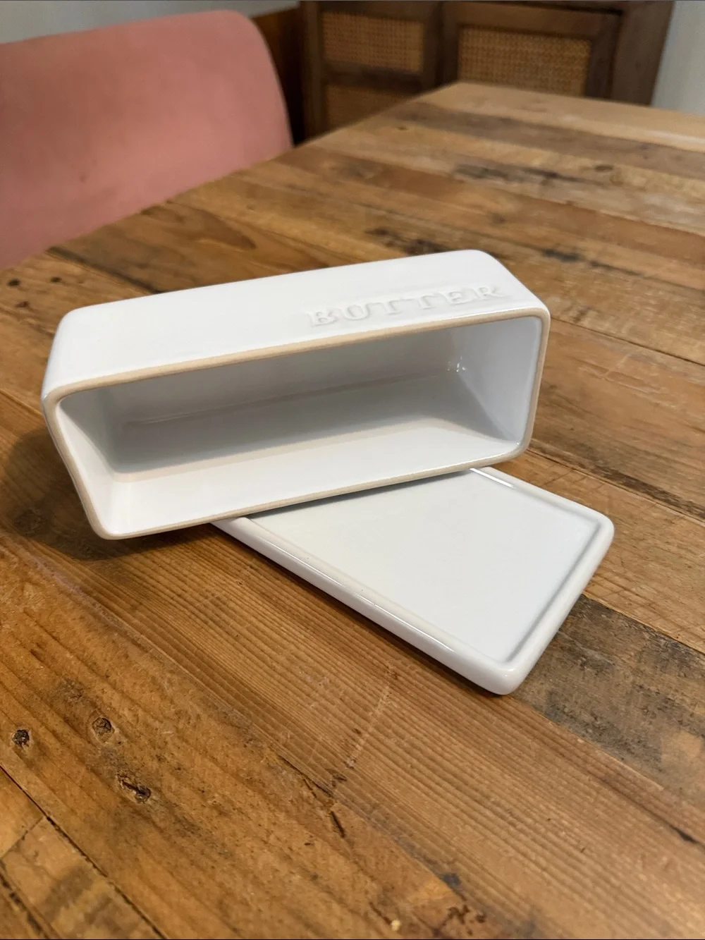 Threshold White Ceramic Butter Keeper with Lid